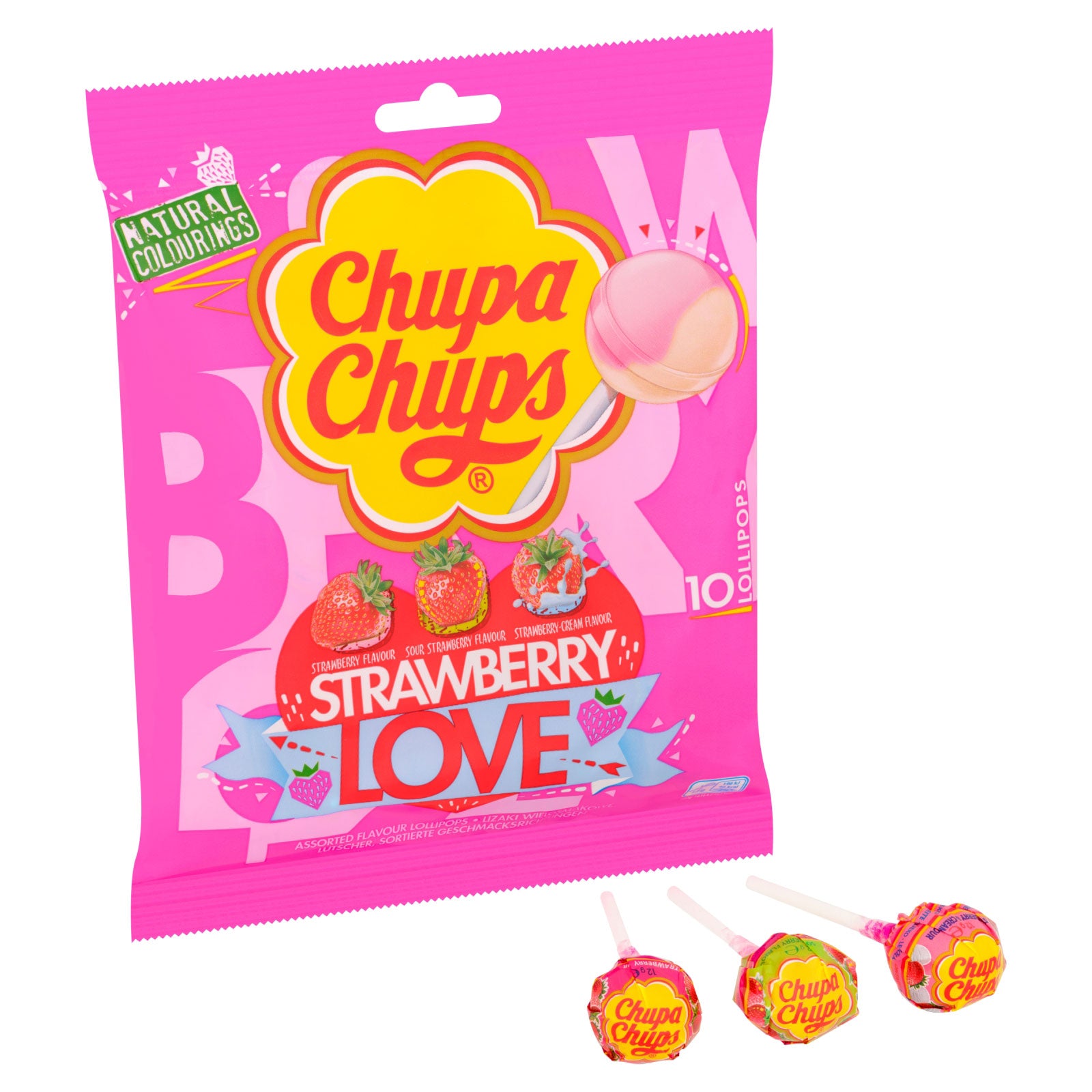 Chupa Chups Strawberry Love Bags 10Pk Chupa Chups Strawberry Love Bags 10Pk